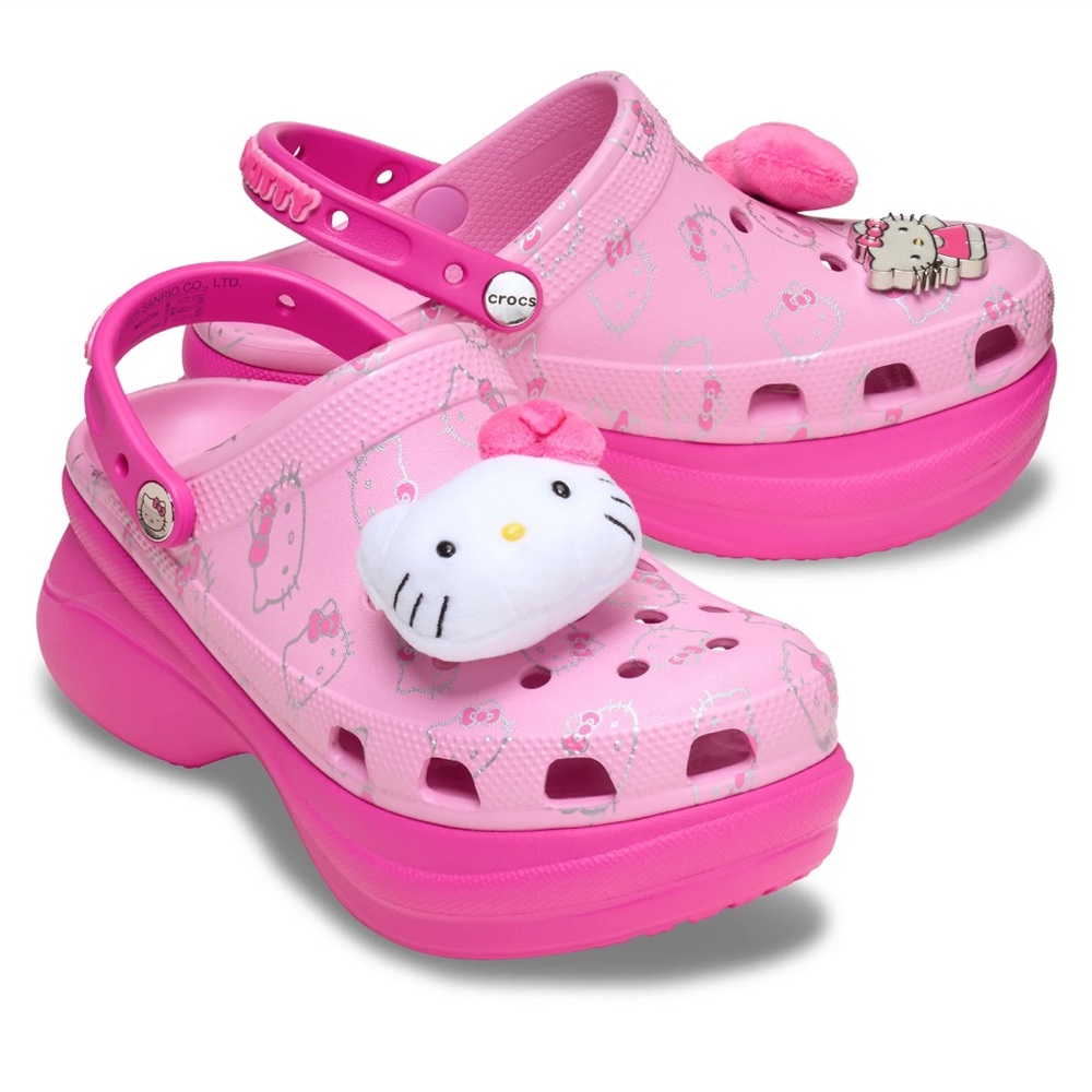 CROCS Women’s Pink Platform Clogs with Cute Character